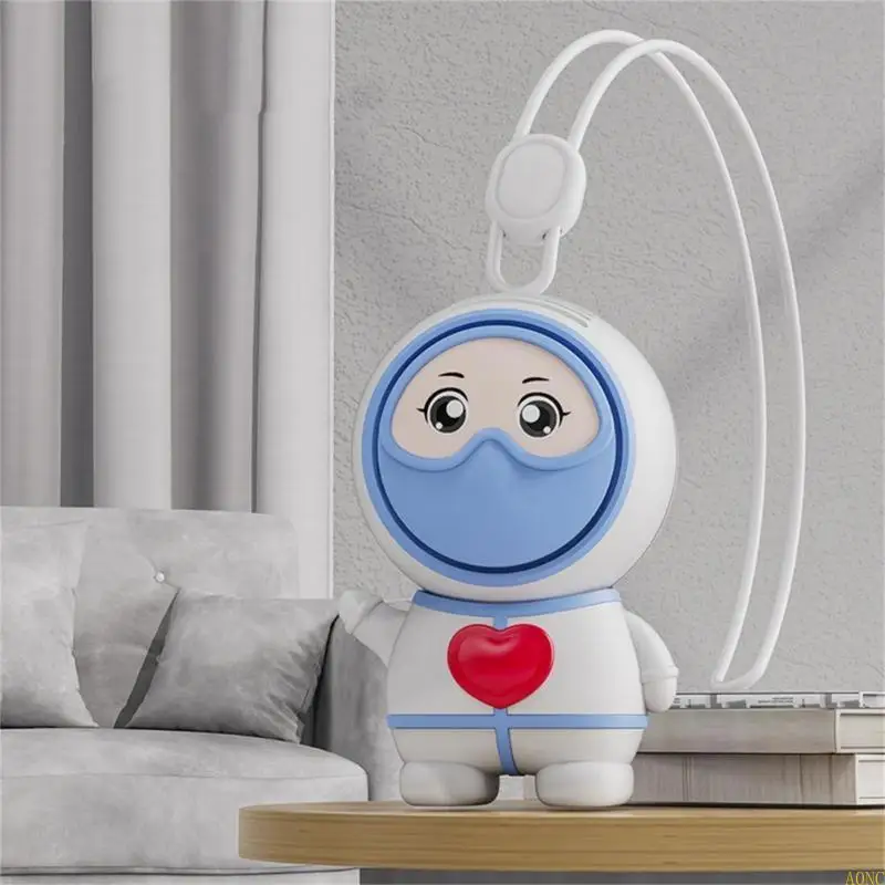 A0NC Портативный поклонник поклонника USB Mini Mini Fan Mini Mini милый фанат Lanyard 3600-градусный мультфильм ручной ручной