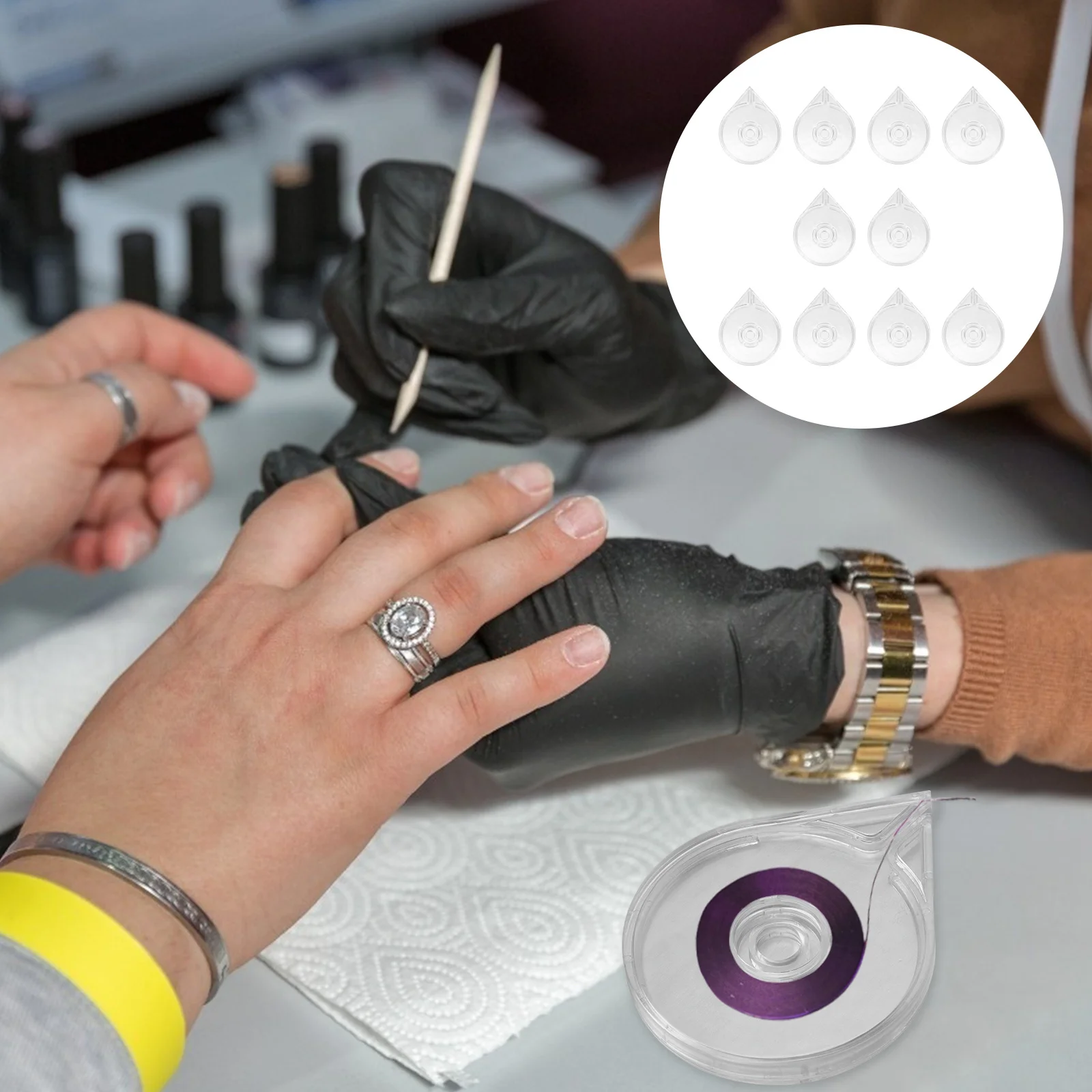 10 pièces outils d'art acrylique manucure rayure porte-ruban Transparent bricolage ligne d'ongle étui pour Salon usage domestique fourniture d'art des ongles