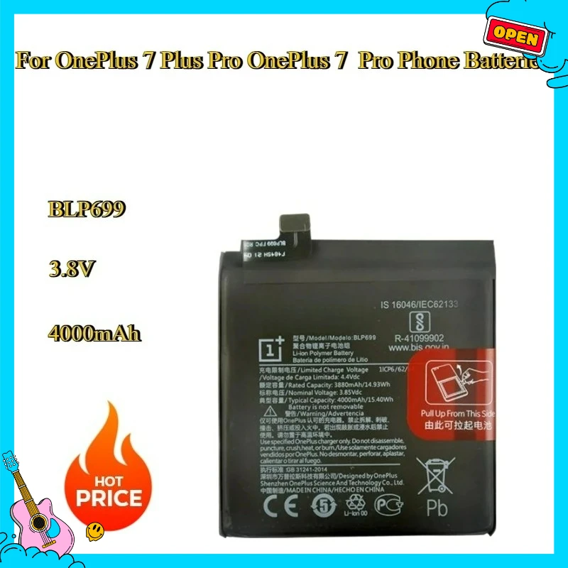 

Новый сменный аккумулятор BLP699 4000 мАч для телефонов OnePlus 7 Plus Pro OnePlus 7 Pro