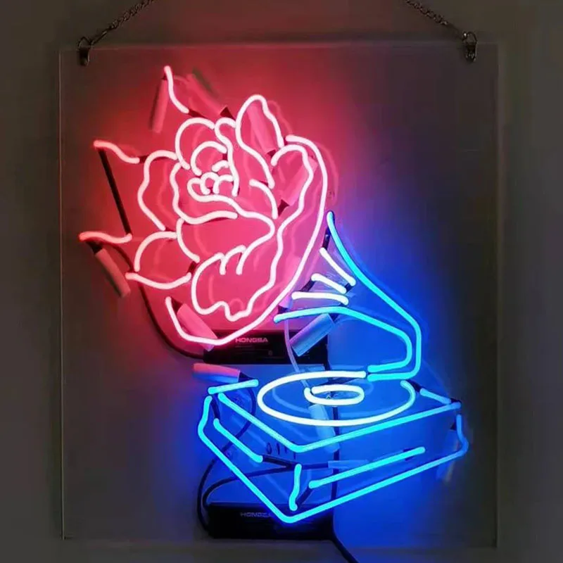 

Neon Sign Rose light phonograph Hotel decorate wall Window Decor lamp Impact Attract light Aesthetic Room Decor Arcade Sconce