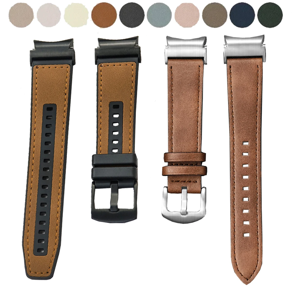 Nahtloses Lederarmband für Samsung Galaxy Watch 6 5 4 40mm 44mm Uhrenarmband für Galaxy Watch 6 Classic 43 47mm 5 Pro 45mm