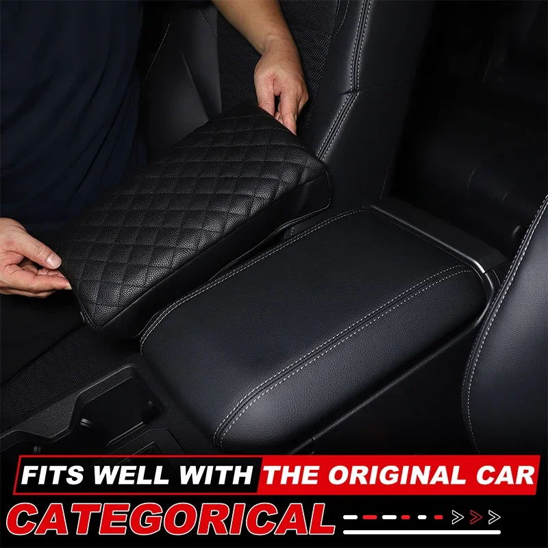 

For Toyota Land Cruiser Prado 250 LC250 2024-2025 Interior Car Accessories Leather Black Car Armrest Box Cover