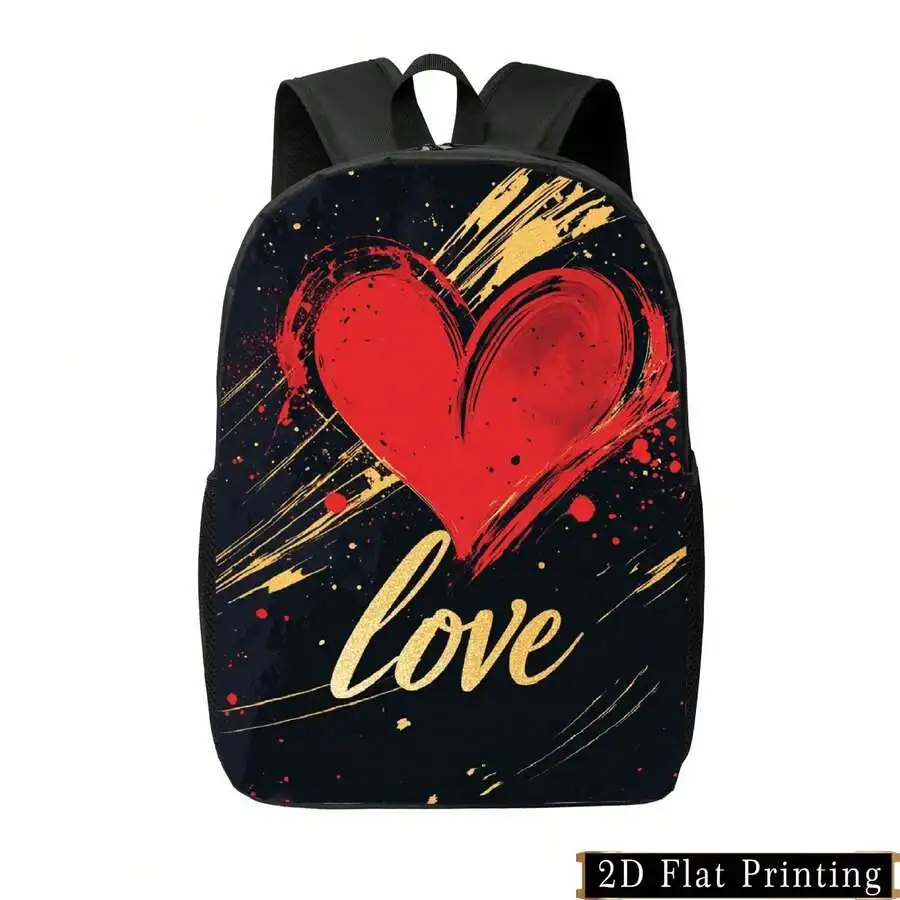 

Casual Printed Heart Love Backpack For Adults, Versatile Commuting Fitness Camping Street Photography