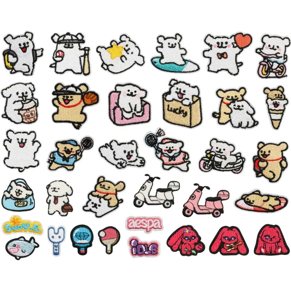 

Mini Cute Funny Cartoon Dog Korea Rabbit Iron-on Sew Embroidery Badge Patches DIY T-shirt Hat Backpack Clothing Applique Sticker