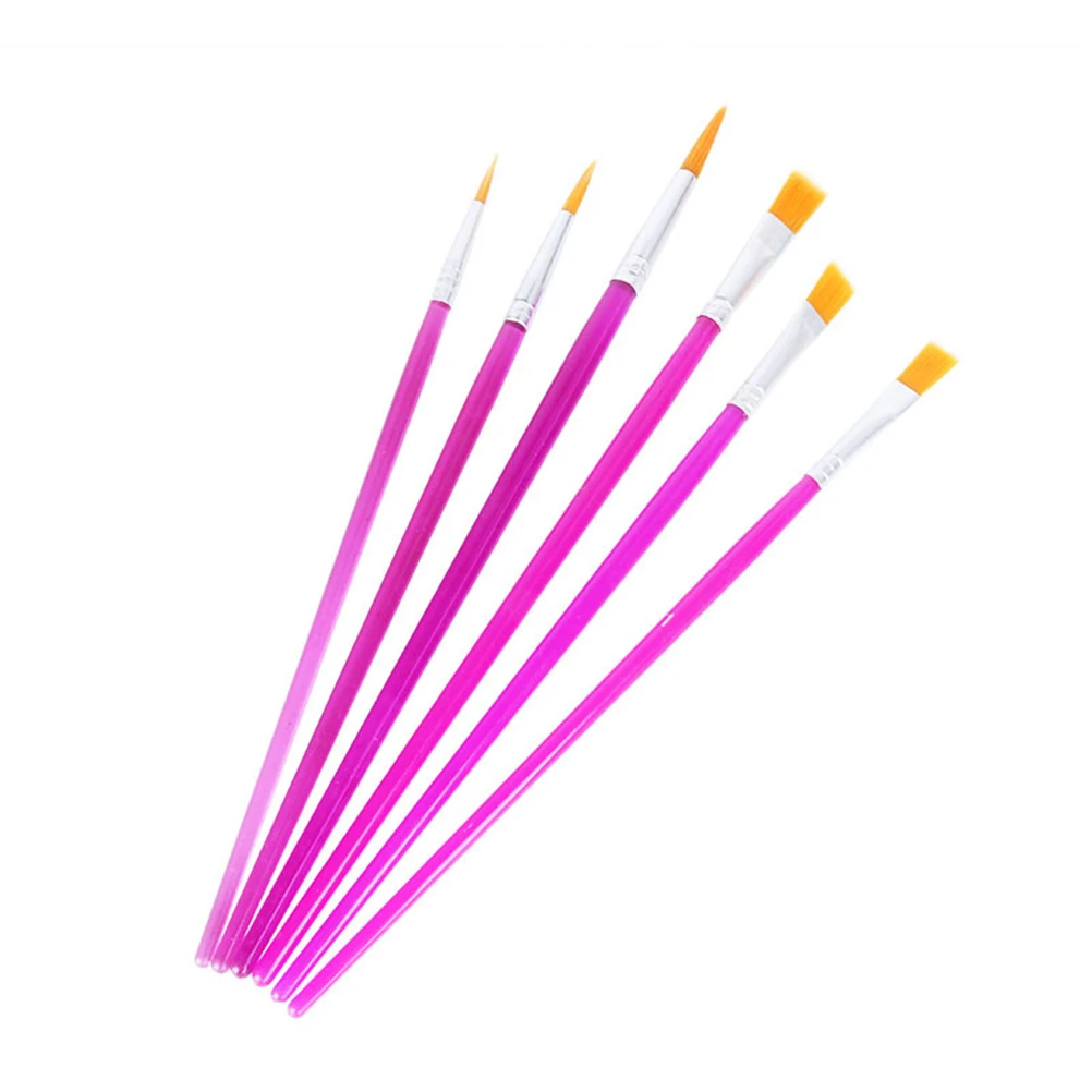 

6 Pcs Oil Painting Brush Set High Quality Nylon Rod for Watercolor Acrylic Nail Face Miniature Ceramic Craft Gifts