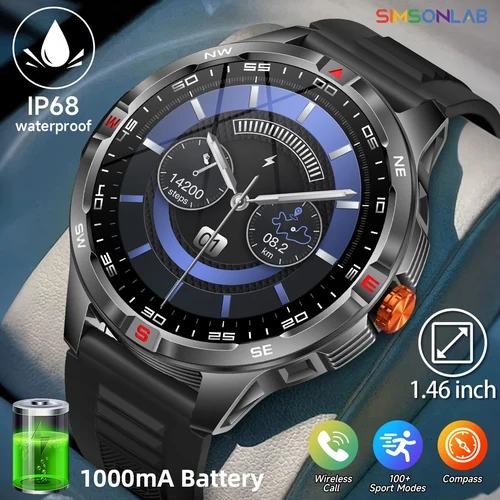 Reloj inteligente brújula impermeable 1000mAh gran capacidad de batería monitoreo de salud y sueño más de 100 modos deportivos hombres mujeres Smartwatch regalo
