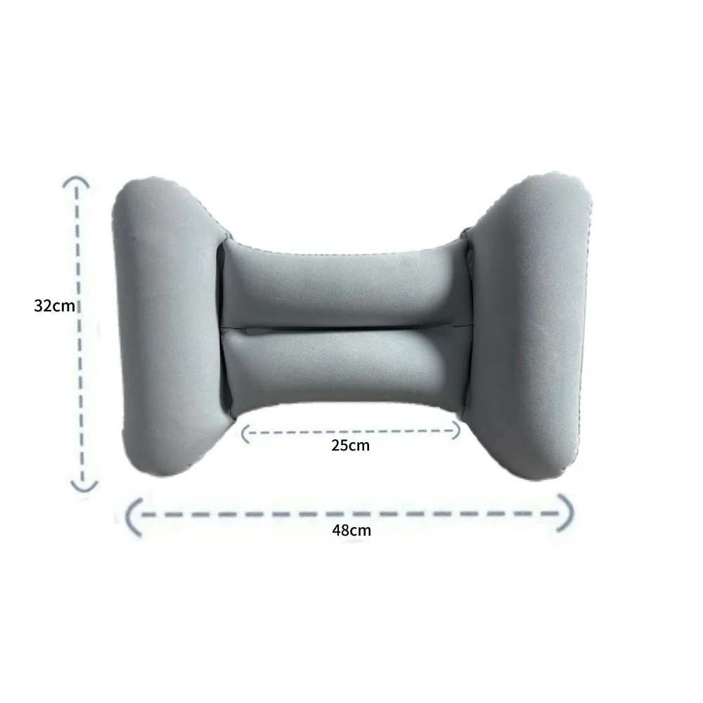 New Flocking PVC Inflation Lumbar Pillow H-type Inflatable Aircraft Lumbar Pad Grey Blue Nursing Waist Pillow Office