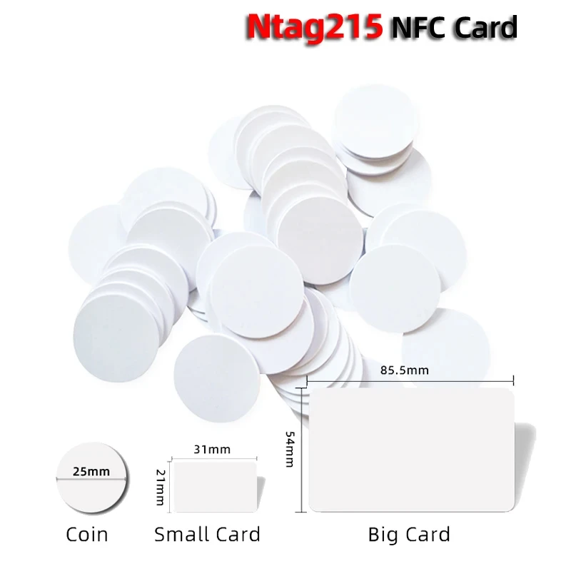 

100pcs 10pcs NFC Card Ntag215 Cards Coins Badge 215 Chip Key 13.56MHz Ultralight Universal ISO IEC14443A 25mm Waterproof