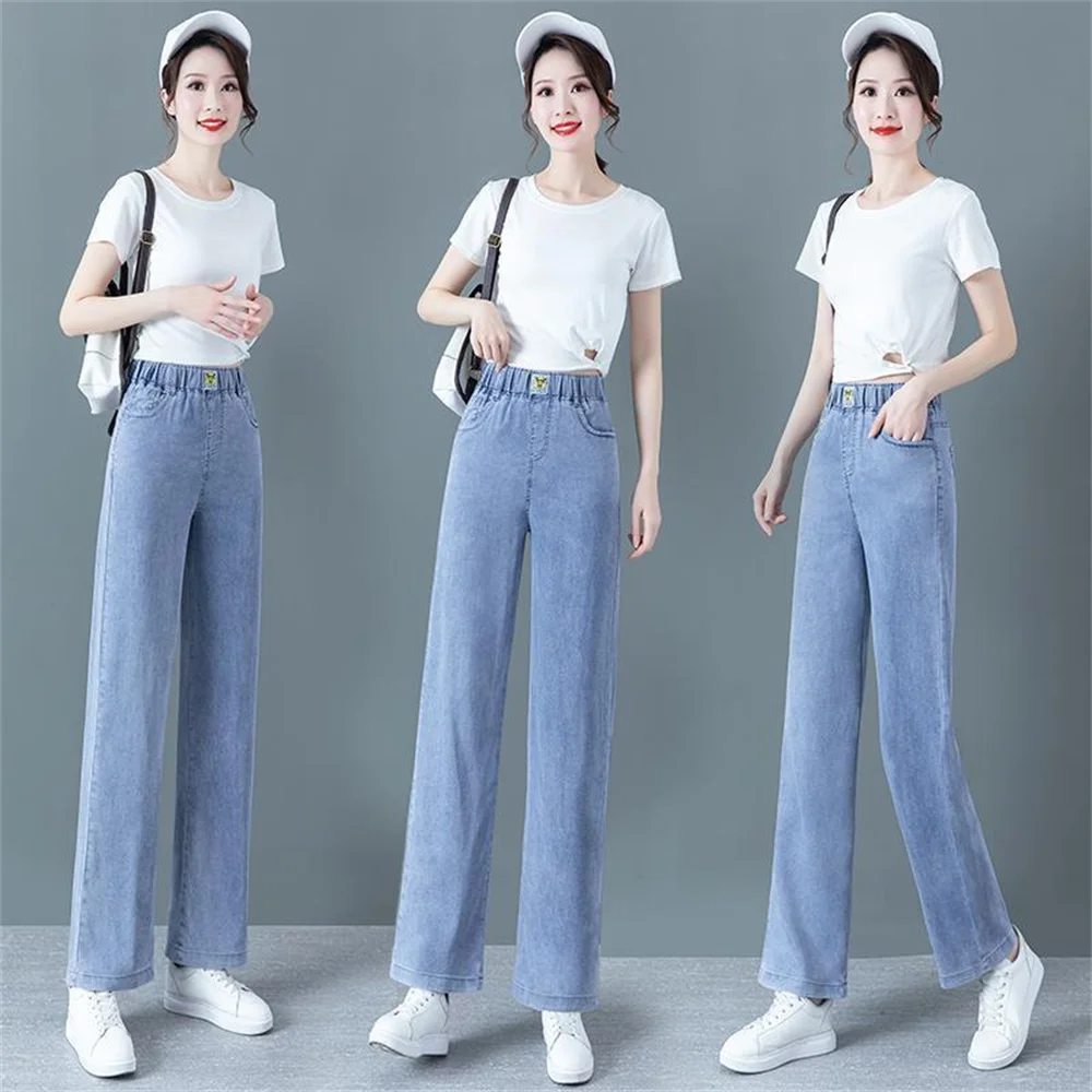 Jean Slim évasé taille haute pour femme, pantalon en Denim, Vintage, extensible, style décontracté, Chic, coupe ajustée