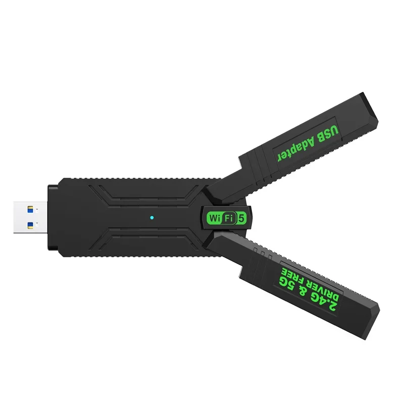 4 هوائي واي فاي USB محول ثنائي النطاق 2.4G + 5Ghz 1300Mbps واي فاي دونغل USB3.0 عالية السرعة استقبال البطاقة اللاسلكية للكمبيوتر/الكمبيوتر المحمول Win