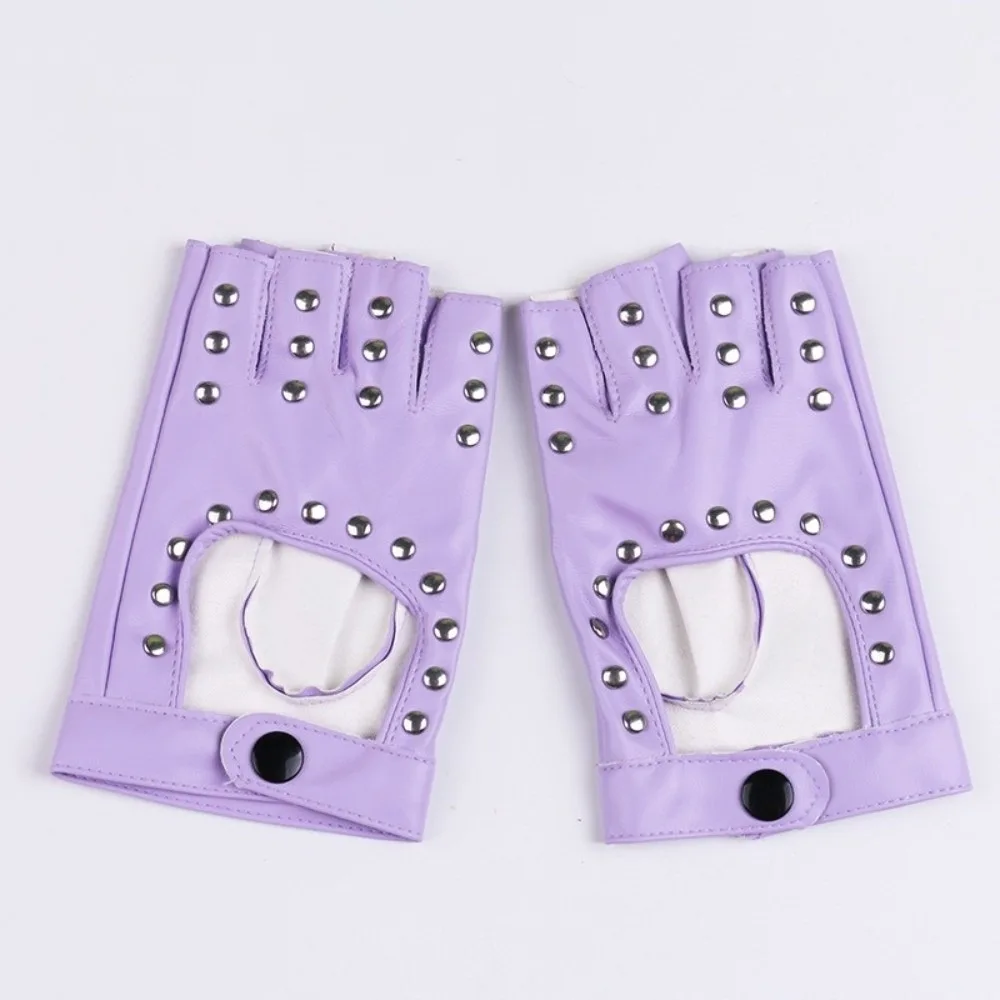 

Новые перчатки из искусственной кожи с половиной пальца в стиле хип-хоп, панк, мотоциклетные перчатки без пальцев с заклепками, перчатки для уличных танцев, подарок