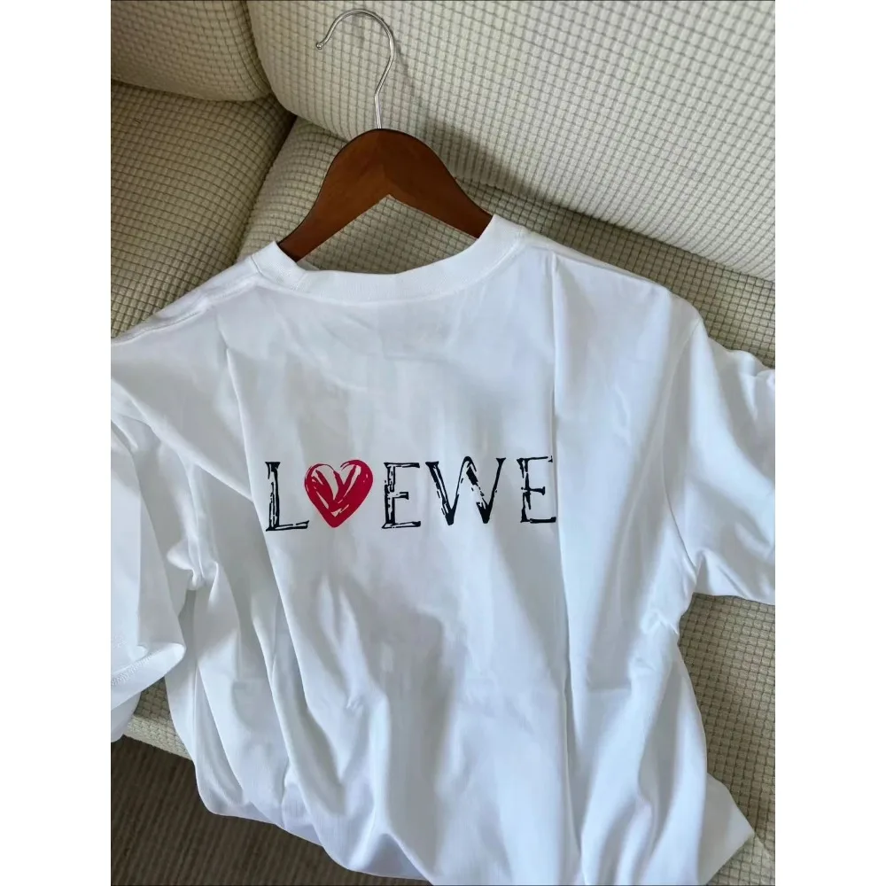 2024 Letter Love Fashion Brand Women's Pure Cotton T-shirt Pure Cotton High Quality Creative Printing Summer Brand Unisex