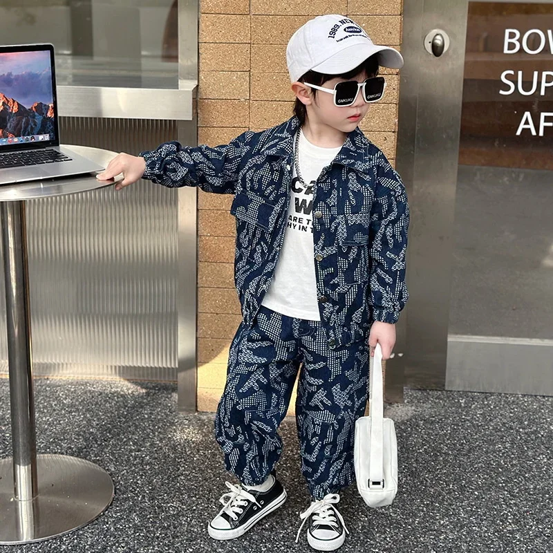 

2025 Classic Spring Autumn Cotton High Quality Christmas Gift Children Clothing Boys Coat +Pants Kids Suits 2PCS/Set Cotton