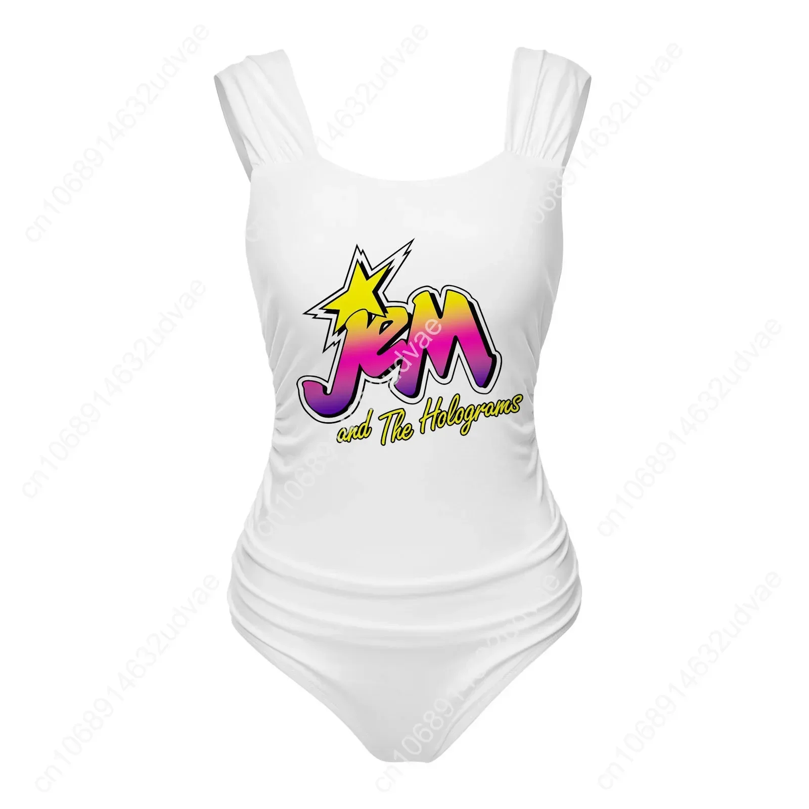 Jem and The Holograms Swimsuit Wide Strap Women Bathing Suits Personalized Swimwear Pool Party Sexy Bikini Customize Beachwear