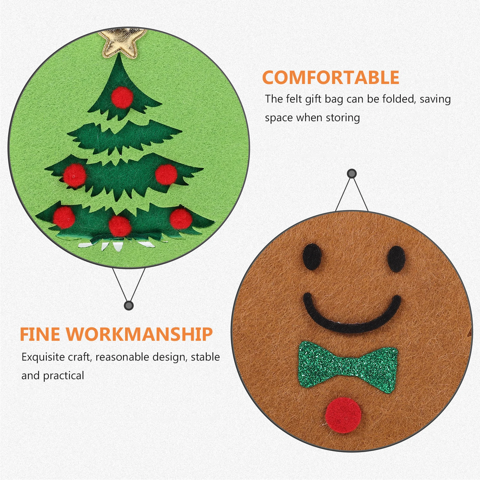 

4Pcs Christmas Felt Gift Bags Foldable Xmas Tote Bags for Gifts Candy Small Crafts Bulk Wrapping Christmas Decor