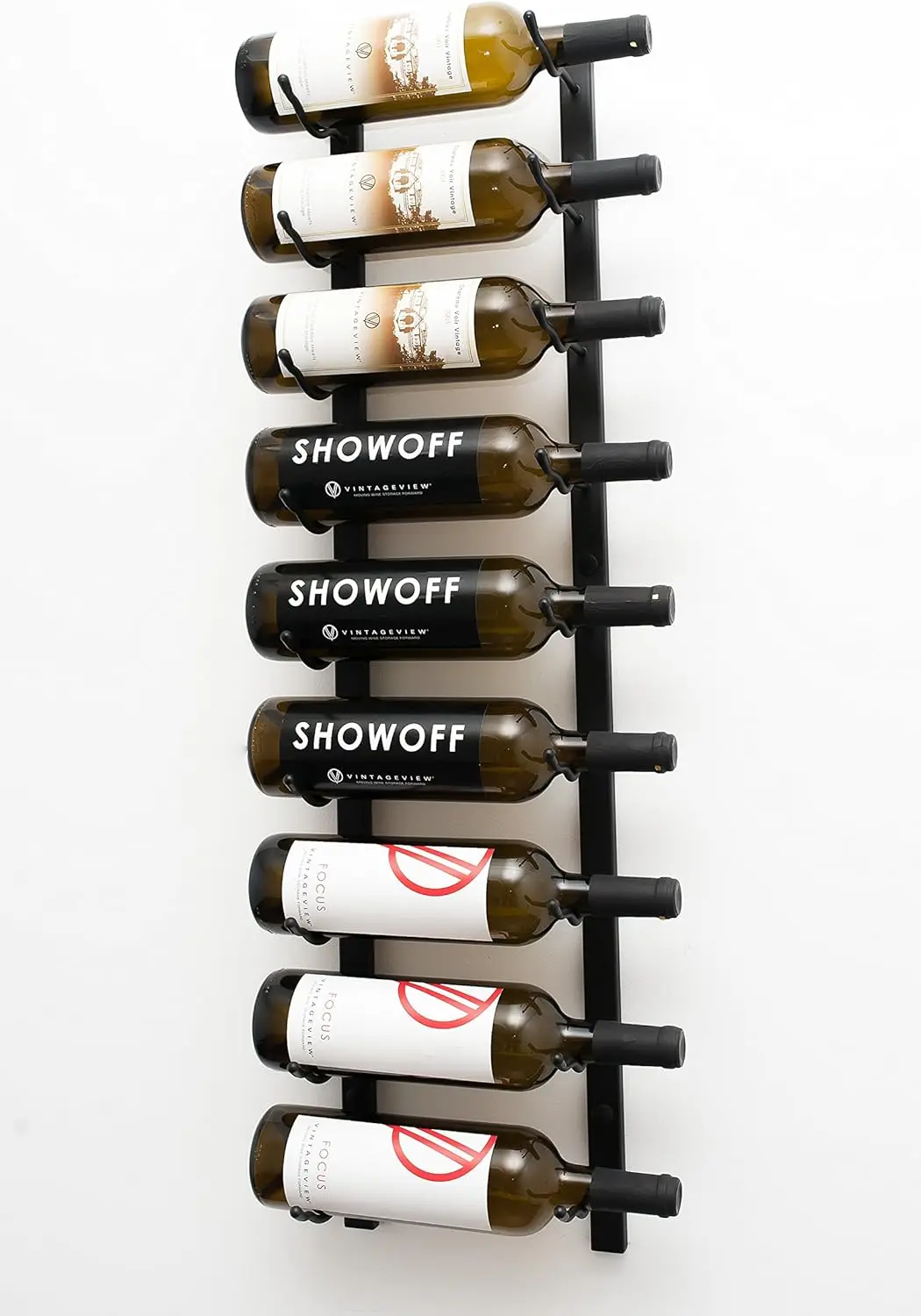 

Modern Metal Wall Mounted Wine Rack, Holds 9 Bottles, Space-Saving Design in Matte Black Finish