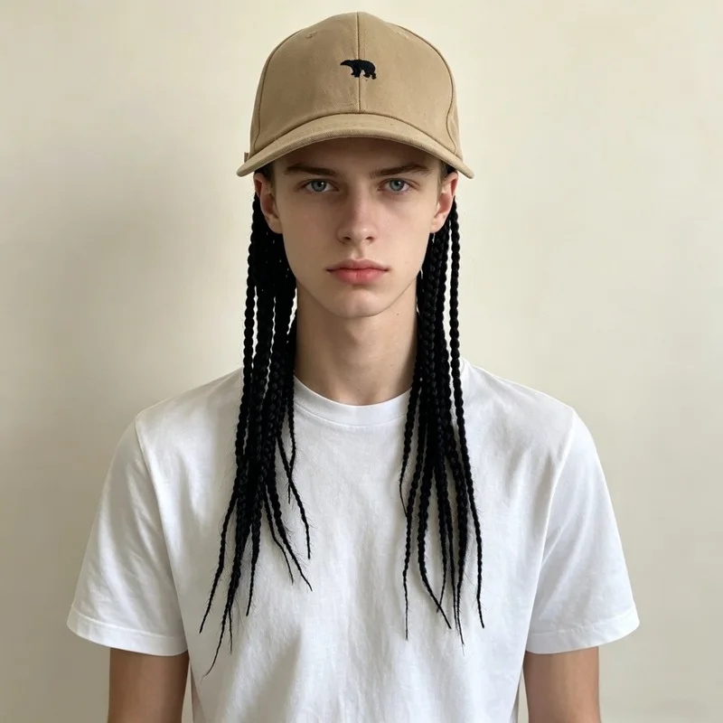 Gorro de rastas sintéticas a la moda para hombre, peluca personalizada de seda de alta temperatura para viajes al aire libre, peluca sintética para la cabeza.