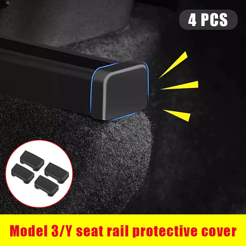 Hot 4* Car Seat Slide Rail Cover Protector Parts Automotive Interior Accessories Car Seat Front Rear End Pieces Slide Protection