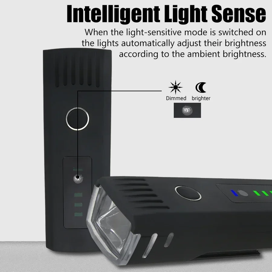 1200MAh Rechargeable Bike Light Set Headlight & Rear Taillight, Waterproof Cycling Lights for Night Riding Mountain/Road Bikes