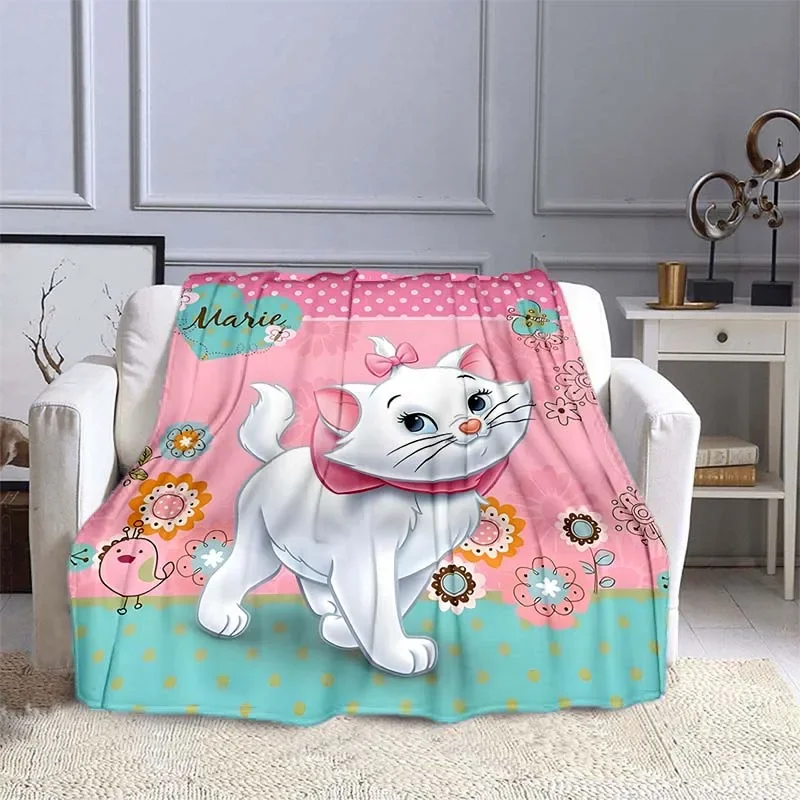 Pink Disney Cat Marie Printed Blanket Children Adult Blanket Soft and Warm Bedding for Bed Sofa Outdoor Travel Cover Blanket