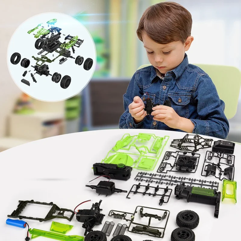 

2.4g 1:18 Diy Building Blocks Removable High Speed Off-road Climbing Rc Car Simulation Remote Control Cars Children's Toy Gifts