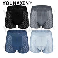 4 Pcs Big Size Men Underwear Ice Silk Breathable Boxer Shorts Underpants Mesh Undies Sexy Panties Knickers L 2XL 3XL 4XL 5XL