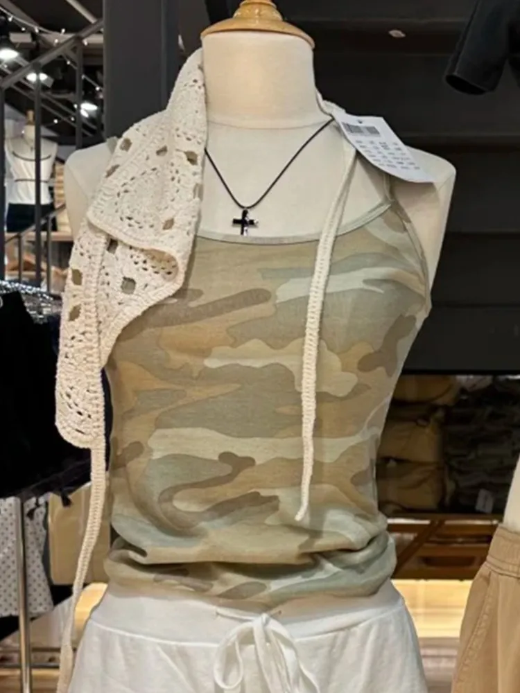 

Vintage Camouflage Cotton Camisole Women Summer New Streetwear Sleeveless Tank Top Female Casual Preppy Style Slim Vest Tops Y2K