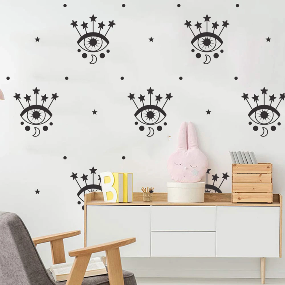 27Pcs Mystical Eye  & Lash Salon Star Wall Sticker Evil Eye Lash Extension Makeup Beauty Salon Wall Decal Vinyl Home Decor