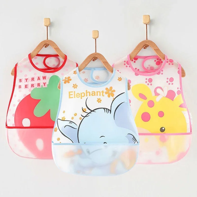 New Adjustable Baby Bibs Stuff Kerchief Bandanas Stuff EVA Plastic Waterproof Lunch Feeding Cute Cartoon Children Apron Burp