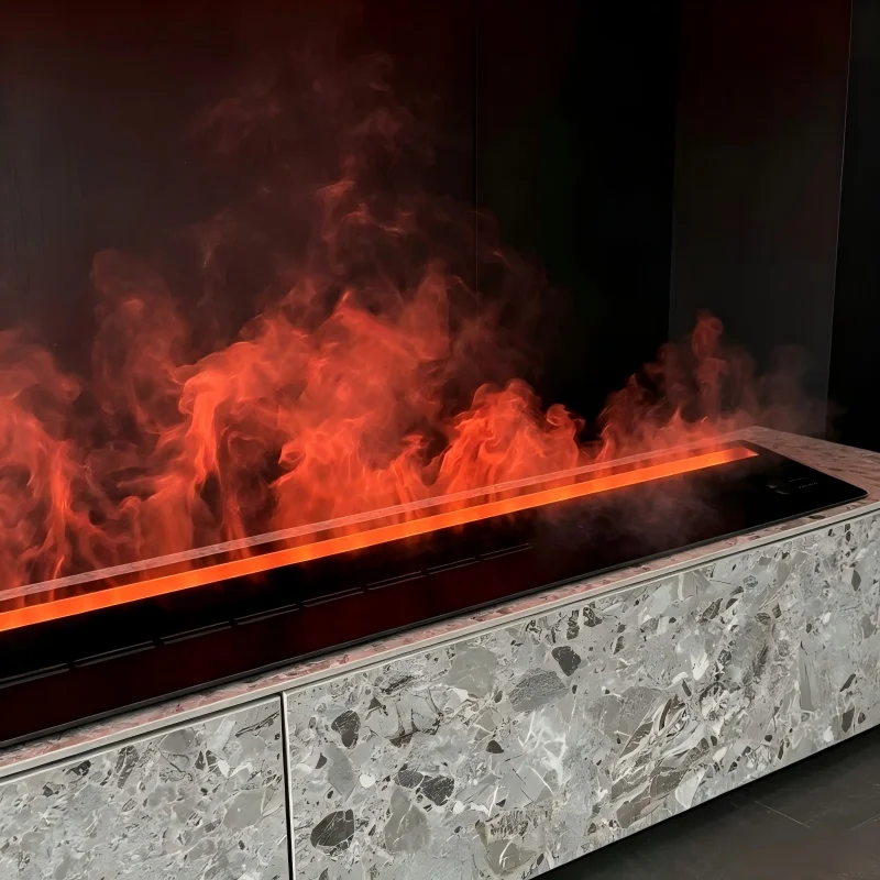 3D Water Vapor Fireplace with Adjustable Flame Speed Slow Motion to Fast Flicker Effect instant steam fireplace firebox firepit