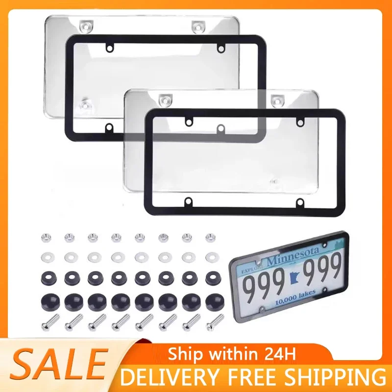 2pcs Car License Plate Frame Holder Clear Auto License Frame Holder Modified License Plate ProtectivesShell Car Accessories