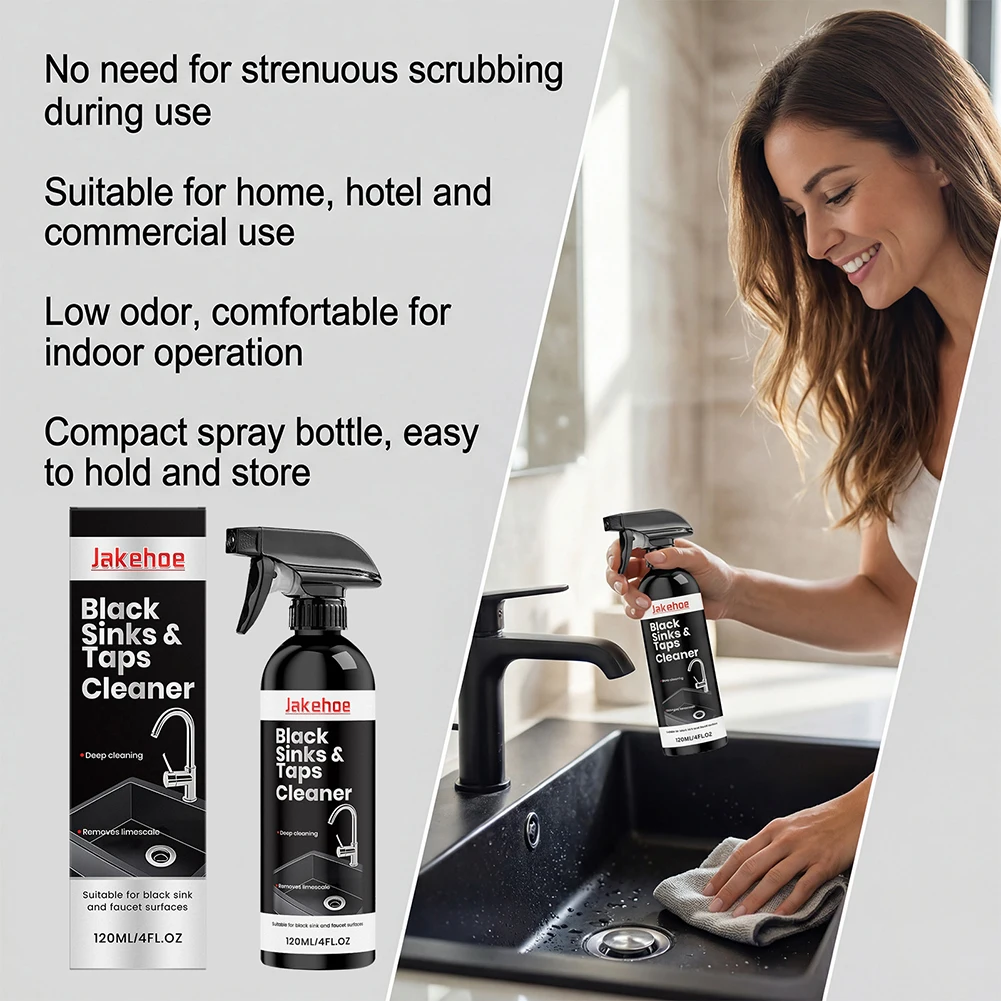 Black Sinks Taps Cleaner Powerful Tap Cleaner Limes-Remover Foam Kitchen Bathroom Cleaner Spray Easy To Clean For Kettles