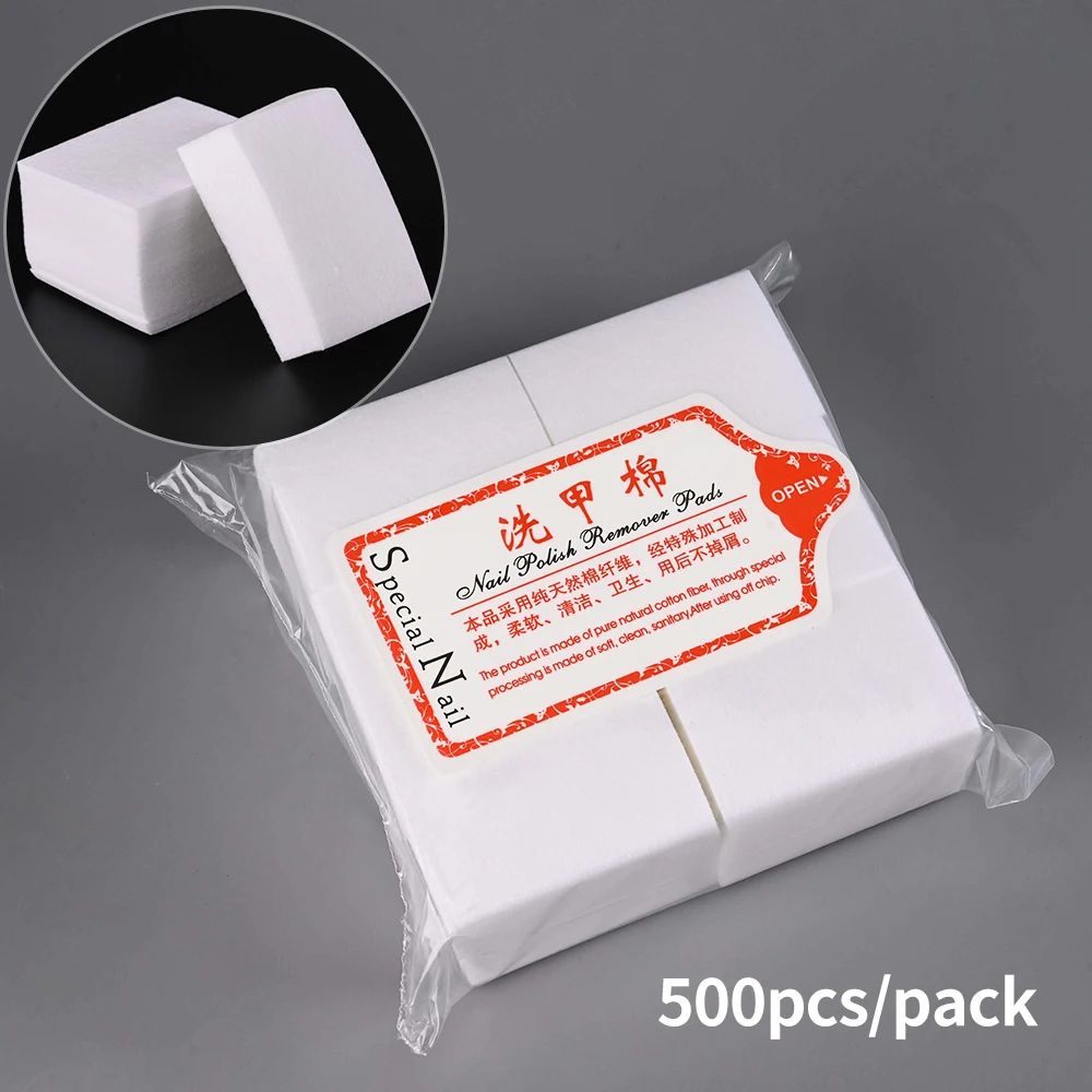 1000/600/500/100 Stück fusselfreie Nagelbaumwolle für UV-Gel-Nagellackentfernungstücher, Papierpads, 100 % Baumwolle, weiches, nicht gewebtes Nagelreiniger-Pad
