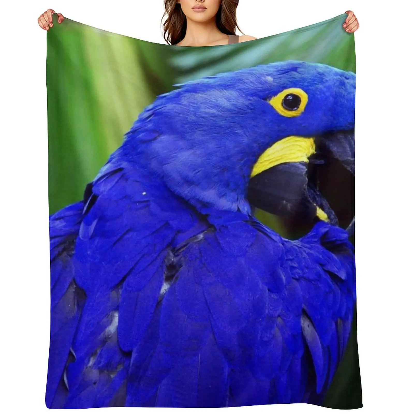 Elegant Hyacinth Macaw Art Photo Throw Blanket Tourist For Sofa Thin bed plaid anime Blankets