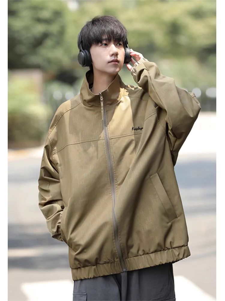 

Spring Autumn Men's Hiphop High Street Jaet Trendy Brand Japanese y Pilot Coat Long Sve Zipper Closure Loose Fit