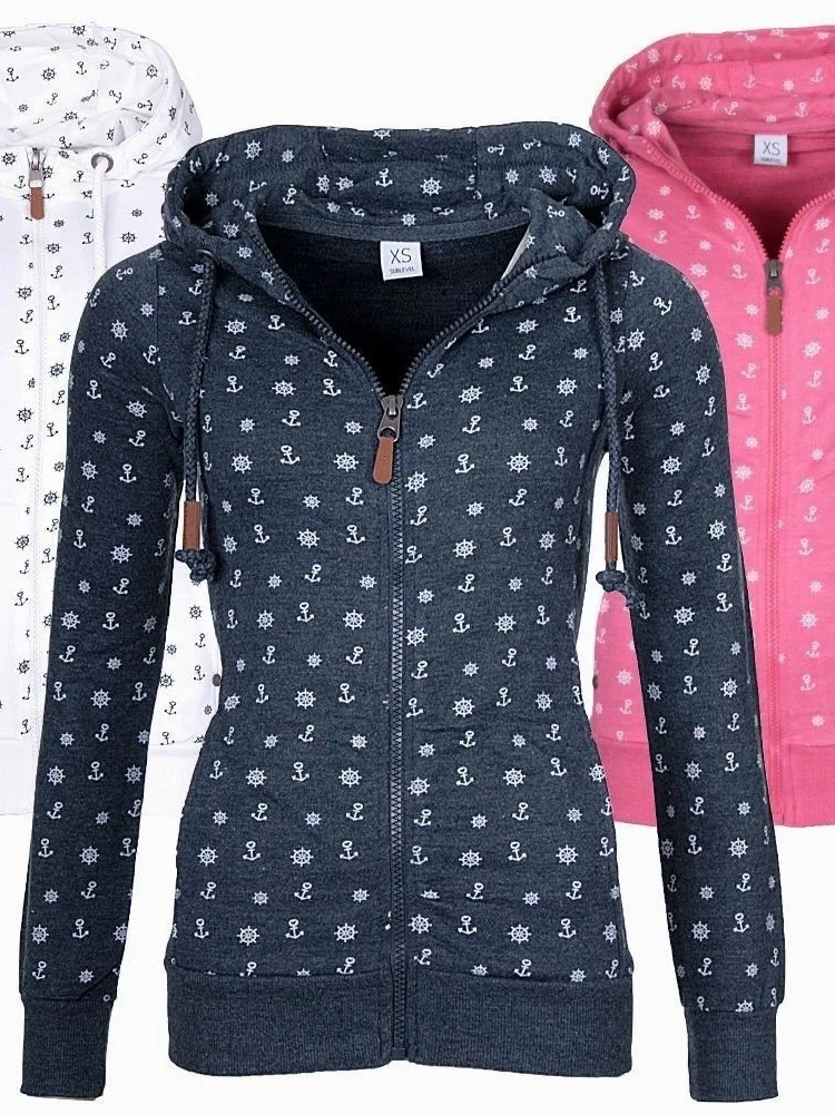 

Женская свободная куртка-кардиган с цветочным принтом, длинными рукавами и молнией, в уличном стиле, повседневная, удобная, весенняя верхняя одежда