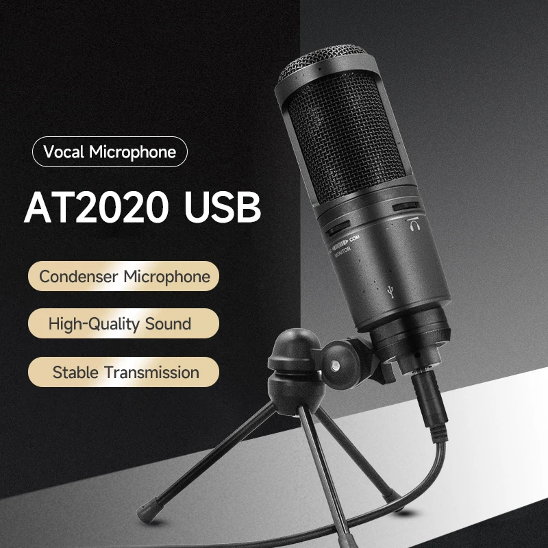 Audio-Technica AT2020USB+ Kardioidalny mikrofon pojemnościowy USB AT2020USB Plus AT2020 USB Plus Kardioidalny mikrofon pojemnościowy do śpiewania na żywo