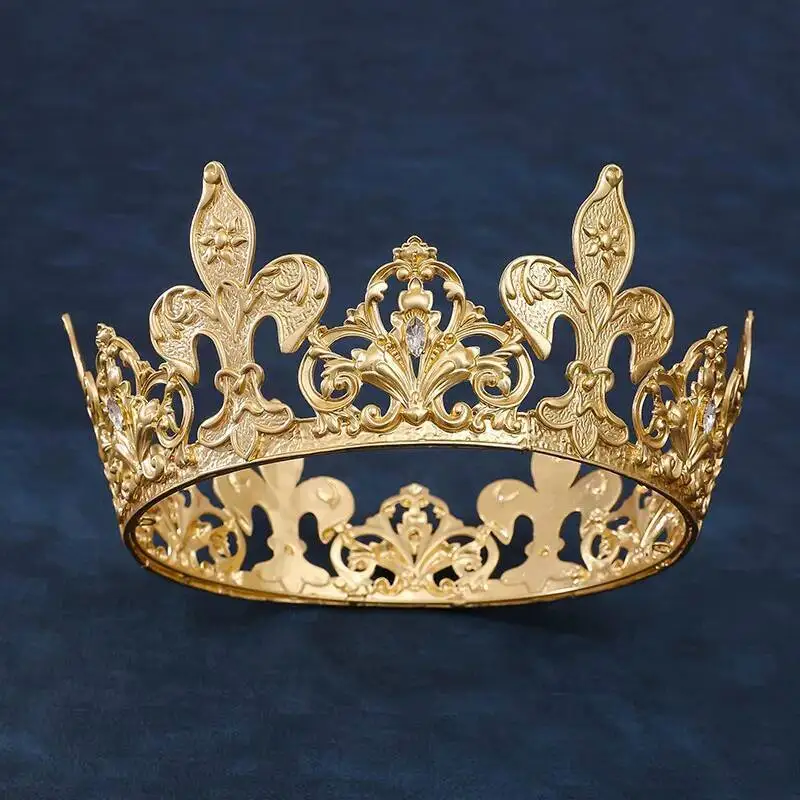National King Sier Metal Grand Men's Ball Party Hat Clothing Hair Accessories Round Crown