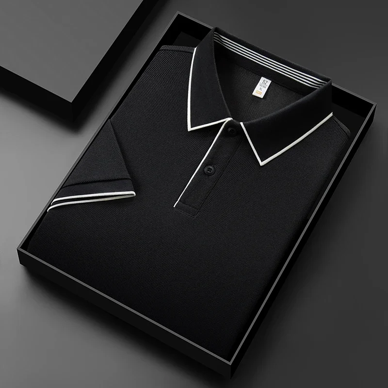 2026 New Men's Business Casual Short Sleeved Shirt Solid Color Polo Shirt Fashionable Breathable Comfortable Versatile Top