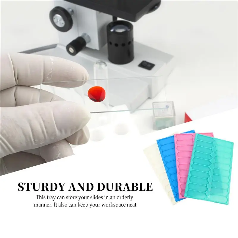 4pcs 20 Capacity Plastic Microscope Slide Tray Slide Storage Tray (Random Color)