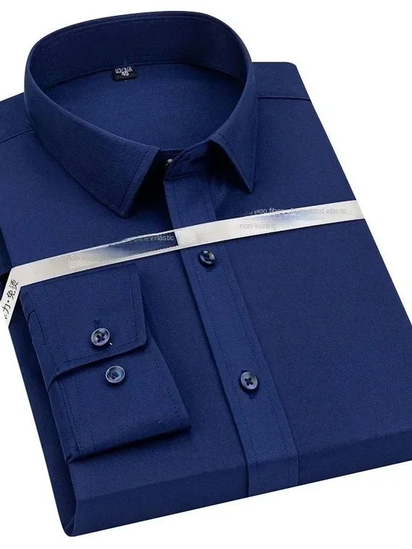 

Pure Color Long Sve Collar irt Мужская свободная посадка на пуговицах Thiened Осенняя одежда Повседневная повседневная европейская одежда