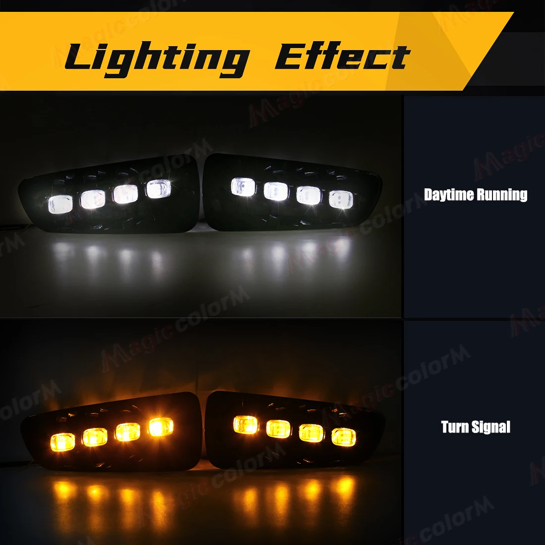 1set Daytime Running Lights For Ford Raptor SVT F150 2009 2010 2011 2012 2013 2014 DRL LED Fog Lamp Yellow Turn Signal Light