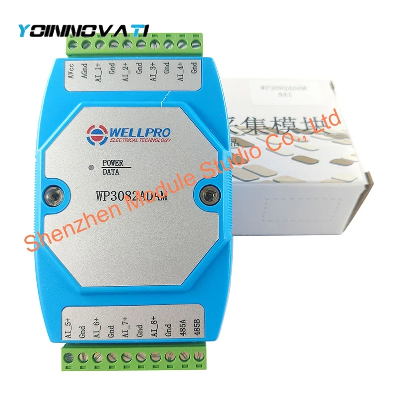 1PCS WP3082ADAM 8AI 0-20MA OR 4-20MA analog input module DIN RAIL RS485 MODBUS RTU communications