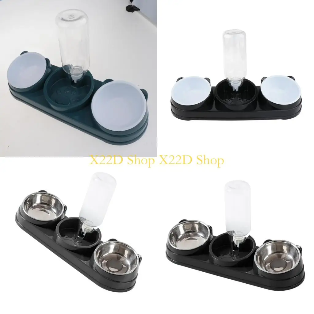 

X22D Pet Bowl and Water Dispenser Dog Cats Double Bowl Feeding Station Pet Waterer