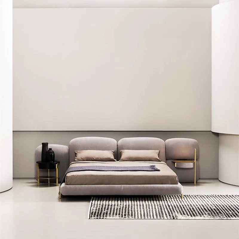 

Stone bed matte cloth simple master bedroom light luxury master bedroom villa double 1.8 meters