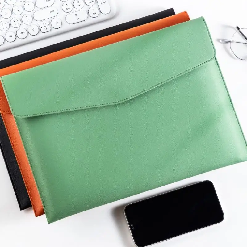 A4 Leather Document Storage Bag Briefcase Simple And Retro Single-layer Thick And Waterproof Large Capacity Business Bag