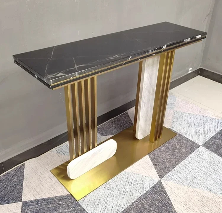 A Light luxury stainless steel entrance table simple wall case