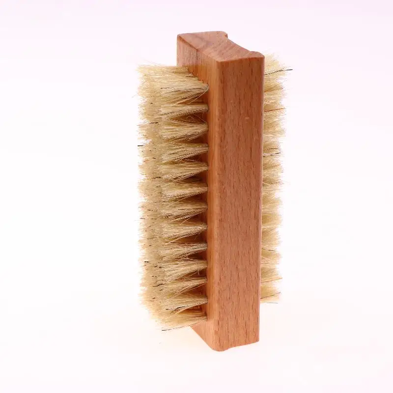 1 pz manicure pedicure manico in legno morbido rimuovere la polvere spazzola per la pulizia delle unghie spazzola per unghie a doppia faccia per la cura delle unghie strumenti per la pulizia