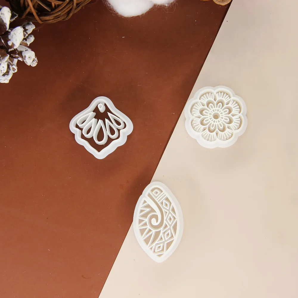 3Pcs Floral & Bohemian Polymer Clay Cutters Set, Flower & Oval Shaped Molds for DIY Earrings & Jewelry