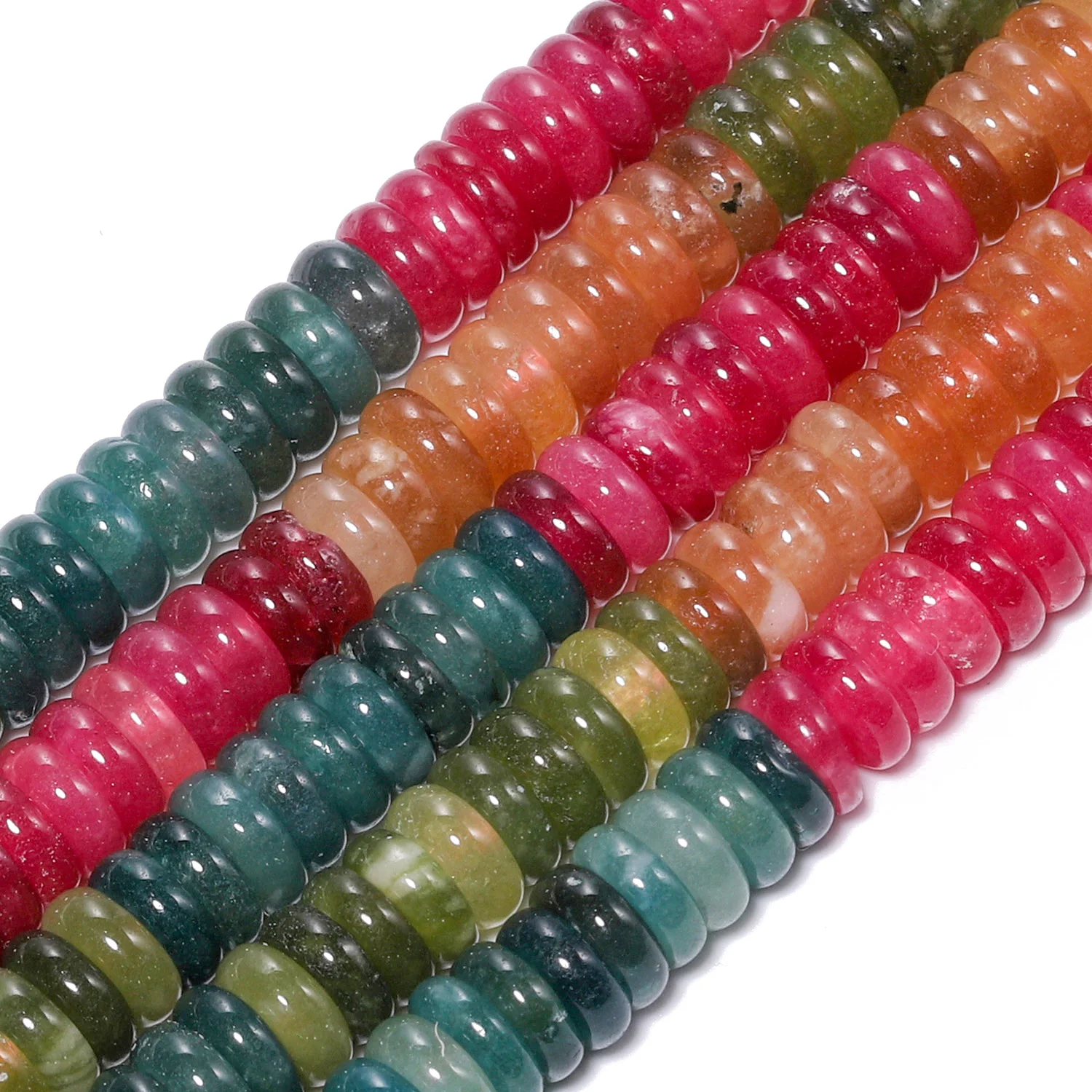 6x2mm Natural Flat Circular Shape Tourmaline Stone Beads Colorful Spacer Beads for Jewelry Making Handmade DIY Bracelet Necklace